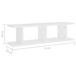vidaXL Rafturi de perete, 2 buc., alb, 75x18x20 cm, lemn