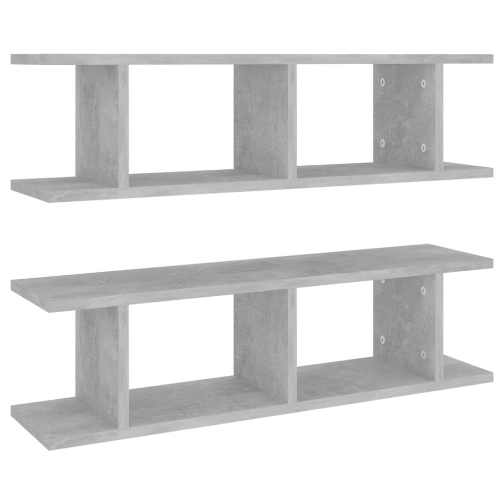 vidaXL Rafturi de perete, 2 buc., gri beton, 75x18x20 cm, lemn