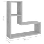 vidaXL Rafturi de perete, 2 buc., gri beton, 50x15x50 cm, PAL vidaXL Rafturi de perete, 2 buc., gri beton, 50x15x50 cm, PAL