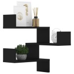 vidaXL Rafturi de perete pe colț, 2 buc, negru, 40x40x50 cm PAL vidaXL Rafturi de perete pe colț, 2 buc, negru, 40x40x50 cm PAL