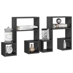 vidaXL Rafturi de perete 2 buc. gri lucios 50x15x50 cm lemn prelucrat vidaXL Rafturi de perete 2 buc. gri lucios 50x15x50 cm lemn prelucrat