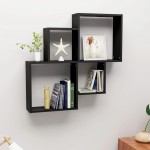vidaXL Raft de perete cub, negru, 80x15x78,5 cm, PAL vidaXL Raft de perete cub, negru, 80x15x78,5 cm, PAL
