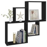 vidaXL Raft de perete cub, negru, 80x15x78,5 cm, PAL vidaXL Raft de perete cub, negru, 80x15x78,5 cm, PAL