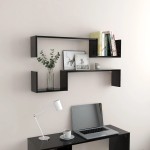 vidaXL Rafturi de perete, 2 buc., negru, 100x15x20 cm, PAL
