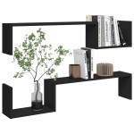 vidaXL Rafturi de perete, 2 buc., negru, 100x15x20 cm, PAL