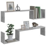 vidaXL Rafturi de perete, 2 buc, gri beton, 100x15x20 cm, PAL