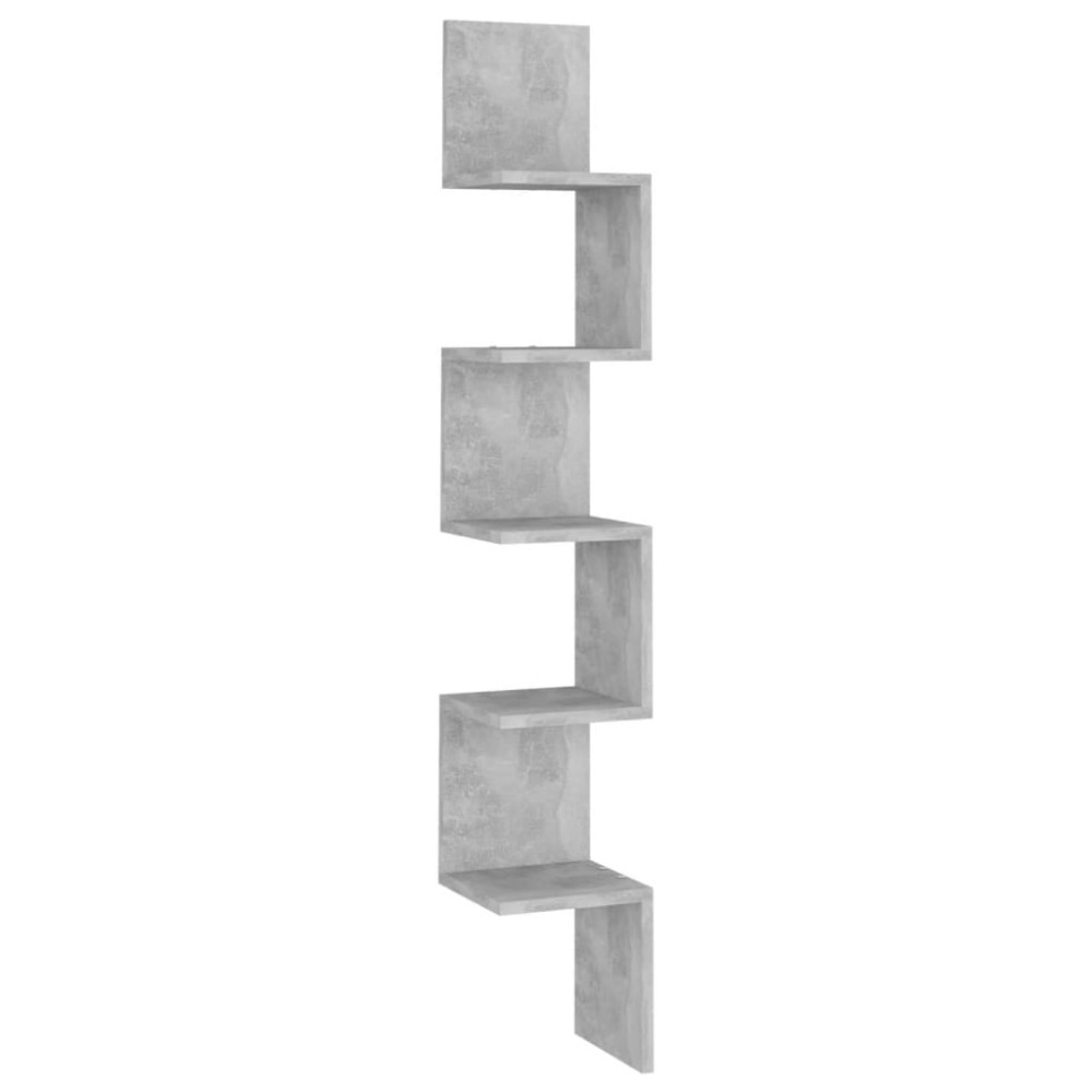 vidaXL Raft de perete pentru colț, gri beton, 20x20x127,5 cm , PAL