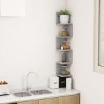 vidaXL Raft de perete pentru colț, gri beton, 20x20x127,5 cm , PAL vidaXL Raft de perete pentru colț, gri beton, 20x20x127,5 cm , PAL