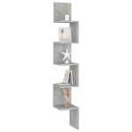 vidaXL Raft de perete pentru colț, gri beton, 20x20x127,5 cm , PAL vidaXL Raft de perete pentru colț, gri beton, 20x20x127,5 cm , PAL
