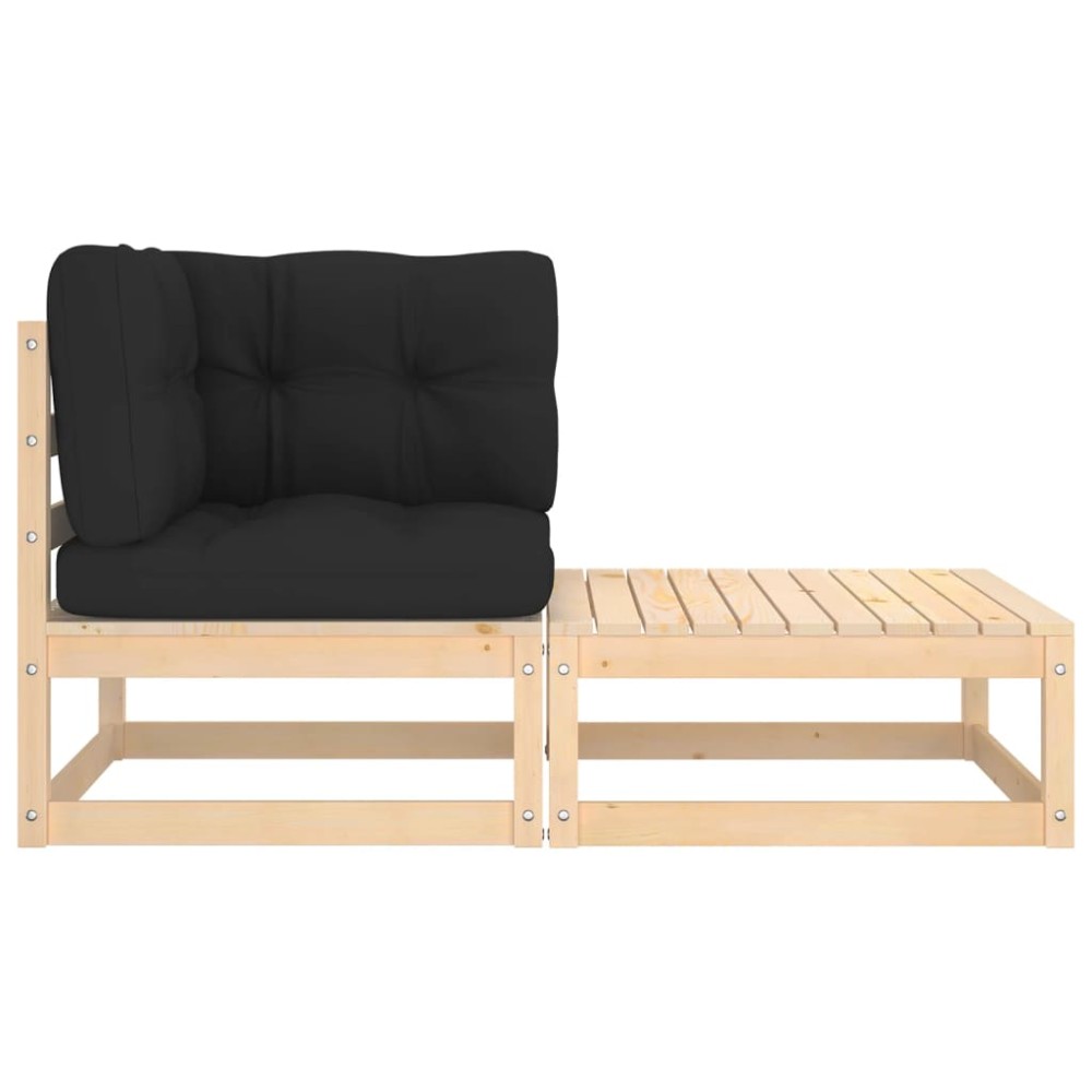 vidaXL Set mobilier de grădină cu perne, 2 piese, lemn masiv de pin