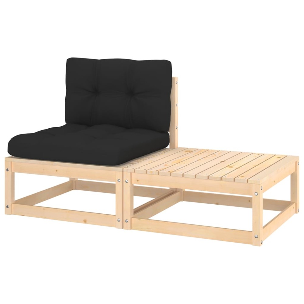 vidaXL Set mobilier de grădină cu perne, 2 piese, lemn masiv de pin