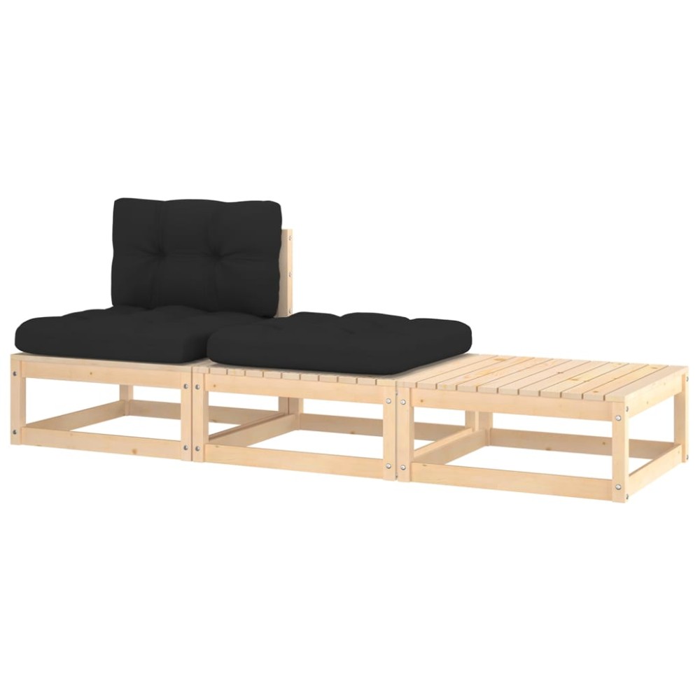 vidaXL Set mobilier de grădină cu perne, 3 piese, lemn masiv de pin