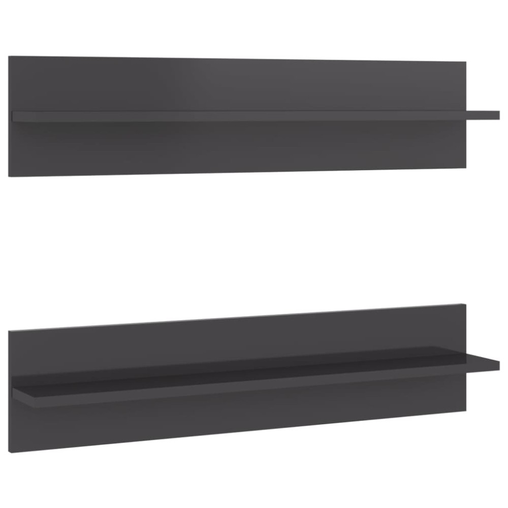 vidaXL Rafturi de perete 2 buc. gri extralucios 80x11,5x18 cm PAL