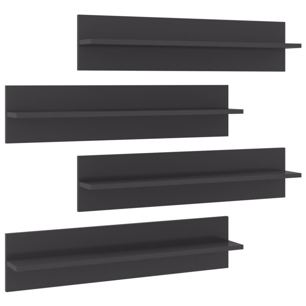 vidaXL Rafturi de perete 4 buc. gri extralucios 80x11,5x18 cm PAL