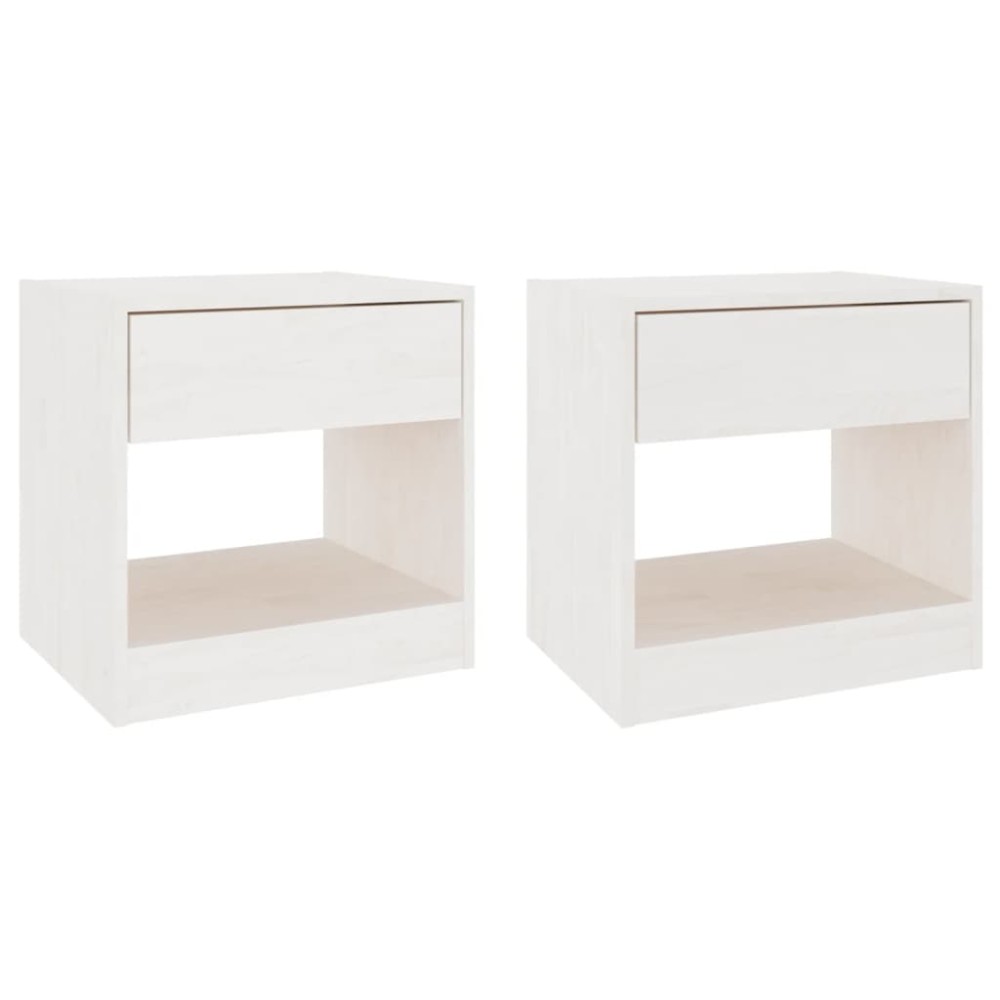 vidaXL Noptiere, 2 buc., alb, 40x31x40 cm, lemn masiv de pin