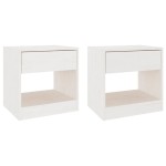 vidaXL Noptiere, 2 buc., alb, 40x31x40 cm, lemn masiv de pin