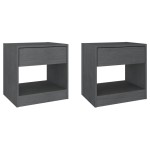 vidaXL Noptiere, 2 buc., gri, 40x31x40 cm, lemn masiv de pin vidaXL Noptiere, 2 buc., gri, 40x31x40 cm, lemn masiv de pin