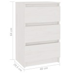 vidaXL Noptieră, alb, 40x29,5x64 cm, lemn masiv de pin