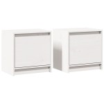 vidaXL Noptiere, 2 buc., alb, 40x30,5x40 cm, lemn masiv de pin