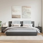 vidaXL Noptiere, 2 buc., gri, 40x30,5x40 cm, lemn masiv de pin vidaXL Noptiere, 2 buc., gri, 40x30,5x40 cm, lemn masiv de pin
