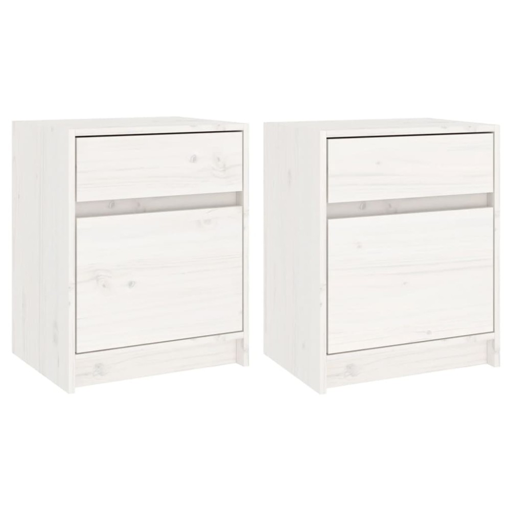 vidaXL Noptiere, 2 buc., alb, 40x31x50 cm, lemn masiv de pin
