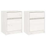 vidaXL Noptiere, 2 buc., alb, 40x31x50 cm, lemn masiv de pin