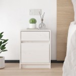 vidaXL Noptiere, 2 buc., alb, 40x31x50 cm, lemn masiv de pin
