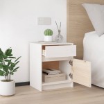 vidaXL Noptiere, 2 buc., alb, 40x31x50 cm, lemn masiv de pin