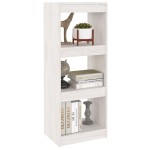 vidaXL Bibliotecă/Separator cameră, alb, 40x30x103,5cm, lemn masiv pin