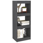 vidaXL Bibliotecă/Separator cameră gri 40x30x103,5 cm lemn masiv pin