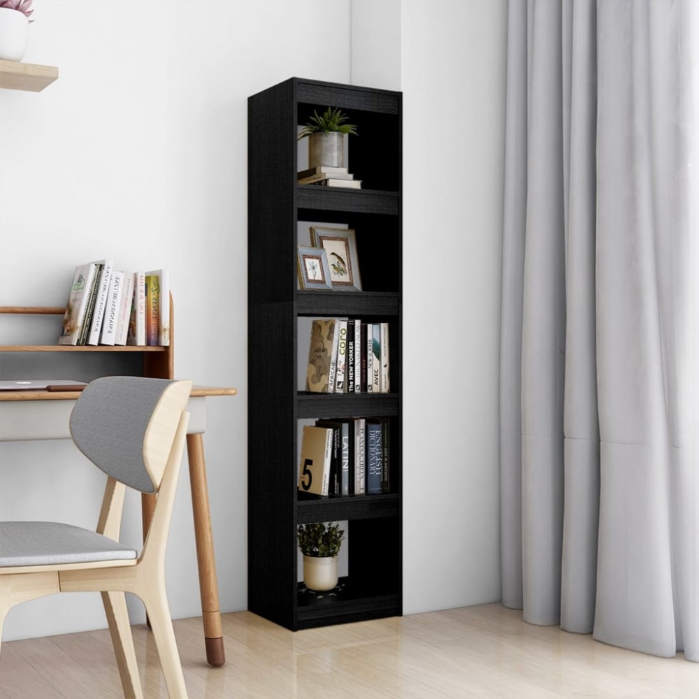vidaXL Bibliotecă/Separator cameră negru 40x30x167,5 cm lemn masiv pin