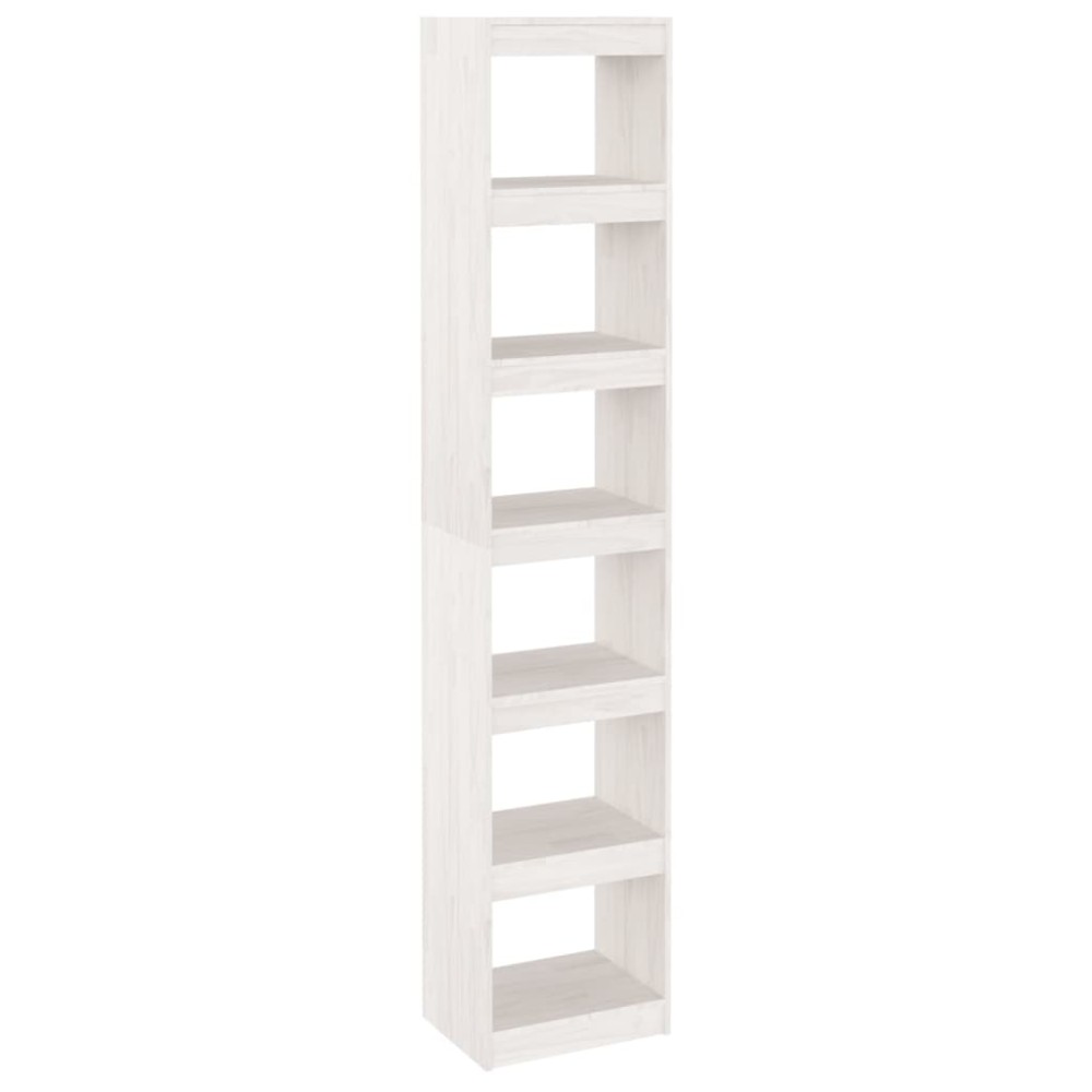 vidaXL Bibliotecă/Separator cameră, alb, 40x30x199 cm, lemn masiv pin
