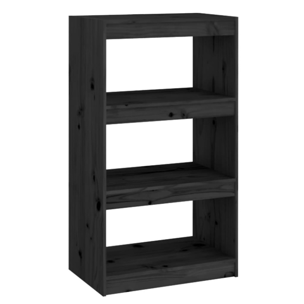vidaXL Bibliotecă/Separator cameră negru 60x30x103,5 cm lemn masiv pin