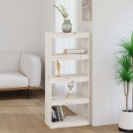 vidaXL Bibliotecă/Separator cameră alb 60x30x135,5 cm lemn masiv pin vidaXL Bibliotecă/Separator cameră alb 60x30x135,5 cm lemn masiv pin