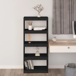 vidaXL Bibliotecă/Separator cameră negru 60x30x135,5 cm lemn masiv pin