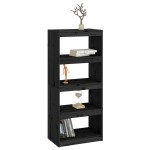 vidaXL Bibliotecă/Separator cameră negru 60x30x135,5 cm lemn masiv pin