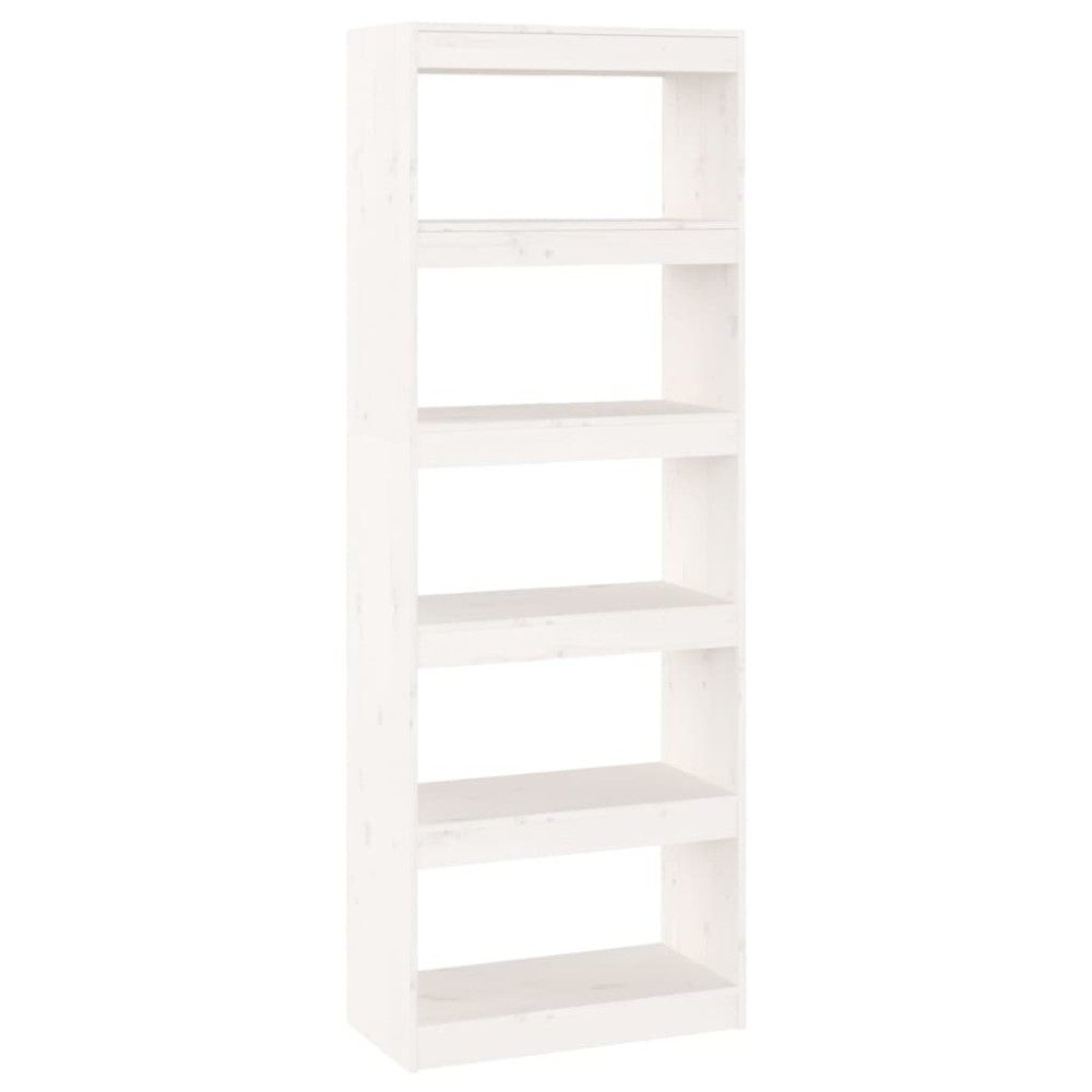 vidaXL Bibliotecă/Separator cameră, alb, 60x30x167,5cm, lemn masiv pin
