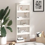 vidaXL Bibliotecă/Separator cameră, alb, 60x30x167,5cm, lemn masiv pin