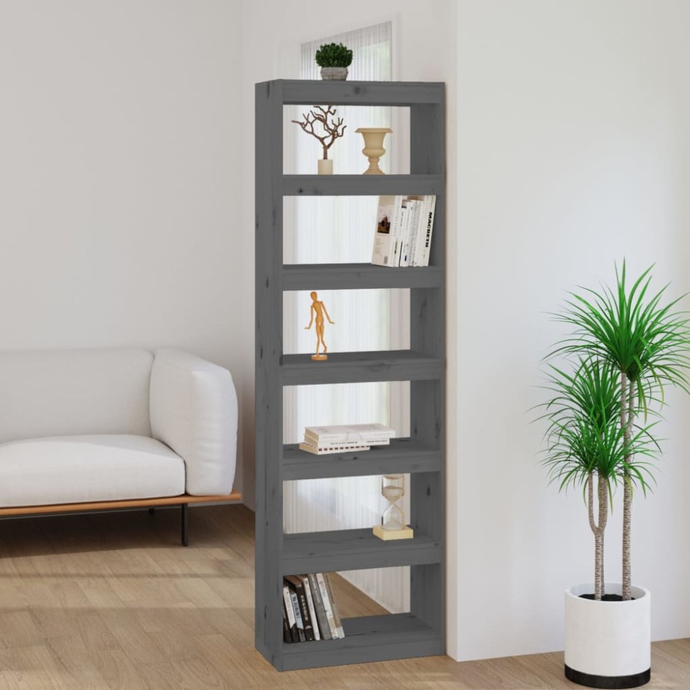 vidaXL Bibliotecă/Separator cameră gri 60x30x199,5 cm lemn masiv pin