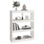 vidaXL Bibliotecă/Separator cameră alb, 80x30x103,5 cm, lemn masiv pin vidaXL Bibliotecă/Separator cameră alb, 80x30x103,5 cm, lemn masiv pin