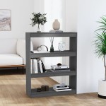 vidaXL Bibliotecă/Separator cameră gri, 80x30x103,5 cm lemn masiv pin vidaXL Bibliotecă/Separator cameră gri, 80x30x103,5 cm lemn masiv pin