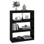 vidaXL Bibliotecă/Separator cameră negru 80x30x103,5 cm lemn masiv pin