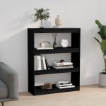vidaXL Bibliotecă/Separator cameră negru 80x30x103,5 cm lemn masiv pin