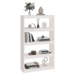vidaXL Bibliotecă/Separator cameră alb, 80x30x135,5 cm, lemn masiv pin vidaXL Bibliotecă/Separator cameră alb, 80x30x135,5 cm, lemn masiv pin