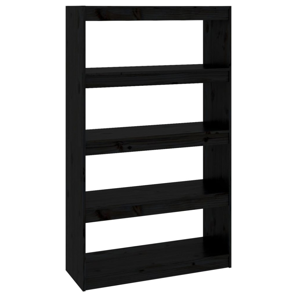 vidaXL Bibliotecă/Separator cameră negru 80x30x135,5 cm lemn masiv pin
