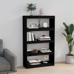 vidaXL Bibliotecă/Separator cameră negru 80x30x135,5 cm lemn masiv pin