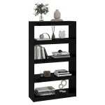 vidaXL Bibliotecă/Separator cameră negru 80x30x135,5 cm lemn masiv pin