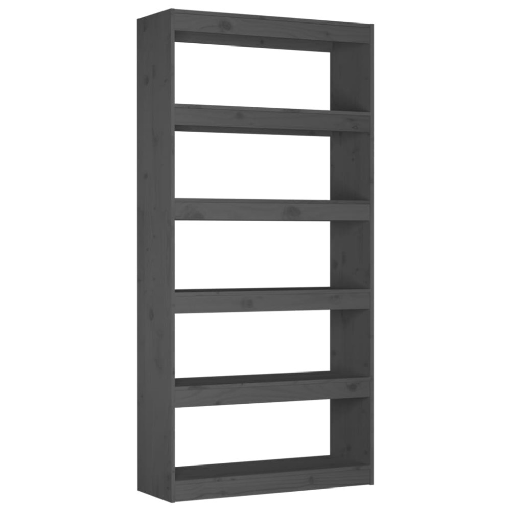 vidaXL Bibliotecă/Separator cameră, gri, 80x30x167,4 cm lemn masiv pin