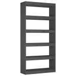vidaXL Bibliotecă/Separator cameră, gri, 80x30x167,4 cm lemn masiv pin vidaXL Bibliotecă/Separator cameră, gri, 80x30x167,4 cm lemn masiv pin