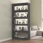 vidaXL Bibliotecă/Separator cameră, gri, 80x30x167,4 cm lemn masiv pin vidaXL Bibliotecă/Separator cameră, gri, 80x30x167,4 cm lemn masiv pin